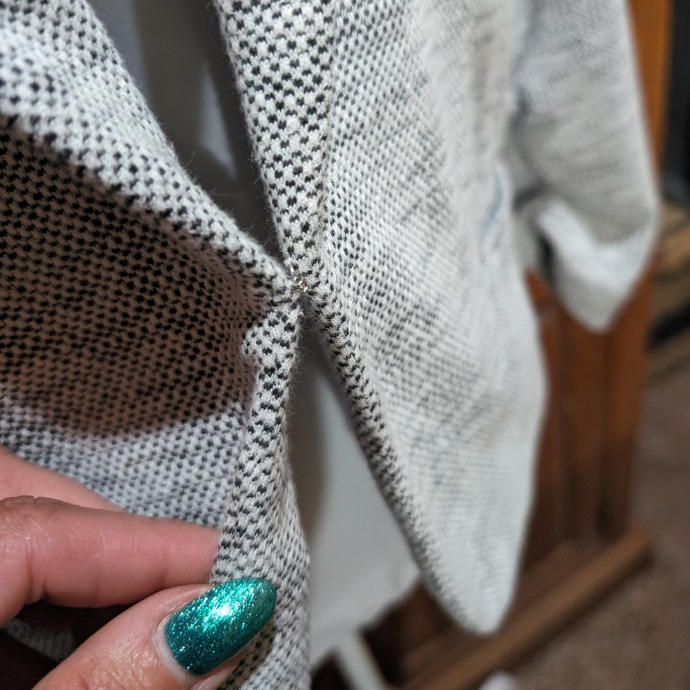Versona S heathered grey twill look comfy stretch hip length jacket 3/4 sleeve - Picture 2 of 7